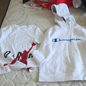 Champion White Kids Hoodie with Blue & Yellow Logo